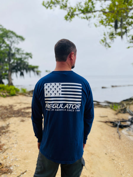 Regulator Flag Long Sleeve T-Shirt  Navy – Regulator Marine Gear